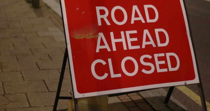 Road Ahead Closed signage