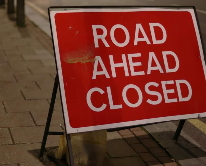 Road Ahead Closed signage