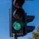 a traffic light with a green light on it