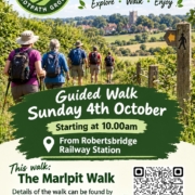 Poster advertising guided walk 4th October 10am from railway station
