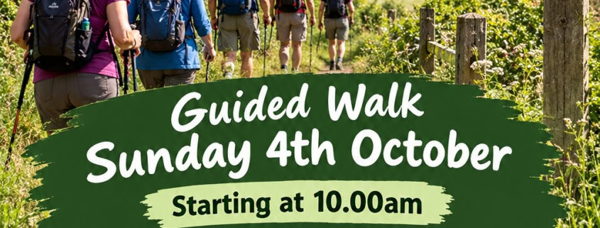 Poster advertising guided walk 4th October 10am from railway station