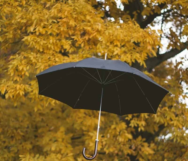 floating black umbrella
