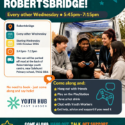 Event flyer for Youth Night in Robertsbridge, listing the time, location, and activities.